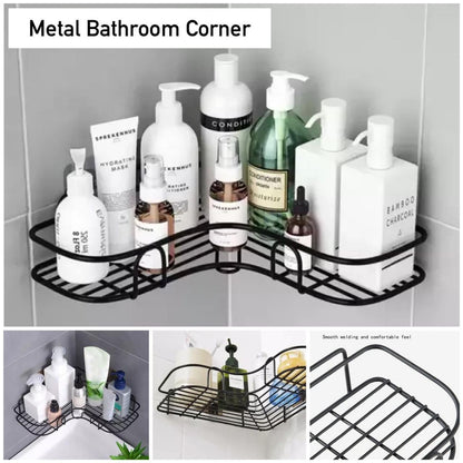 Wall Corner Rack + 2 Self Adhesive Screws  | Multipurpose Kitchen, Sink Organizer, Metal Bathroom Accessories Corner | Shelf Wall Mount Storage Rack
