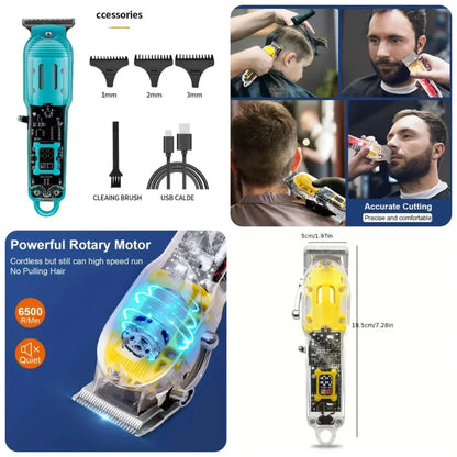 Daling Transparent LCD Electric Hair Trimmer | USB Rechargeable | Professional Grooming | FR-D-8268