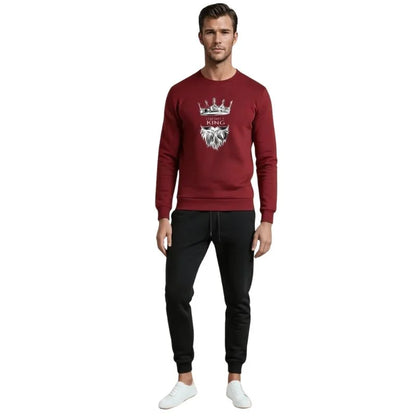 KING Printed Maroon Tracksuit Sweatshirt & Trouser | Warm & Comfortable Winter Wear | Medium