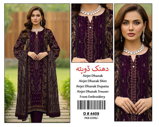 3 Piece DHANAK EMBROIDERY (4409)