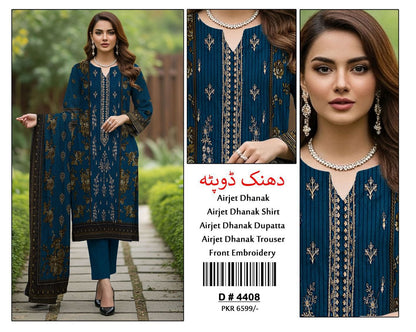 3 Piece DHANAK EMBROIDERY (4408)