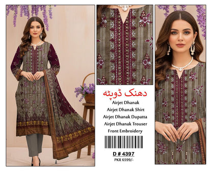 3 Piece DHANAK EMBROIDERY (4397)