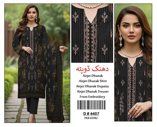 3 Piece DHANAK EMBROIDERY (4407)