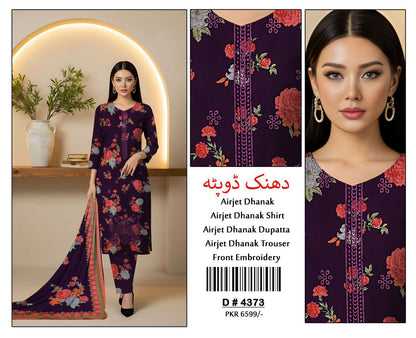 3 Piece DHANAK EMBROIDERY (4373)