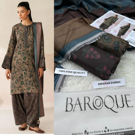 3Pc BAROQUE DIGITAL PRINT DHANAK (Saim)