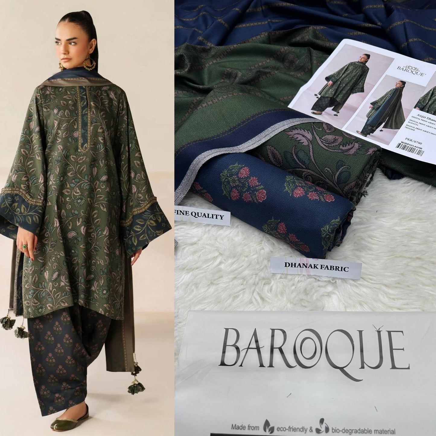 3Pc BAROQUE DIGITAL PRINT DHANAK (Saim)