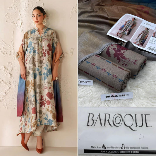 3Pc BAROQUE DIGITAL PRINT DHANAK (Saim)