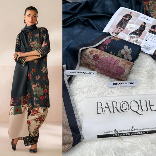 3Pc BAROQUE DIGITAL PRINT DHANAK (Saim)