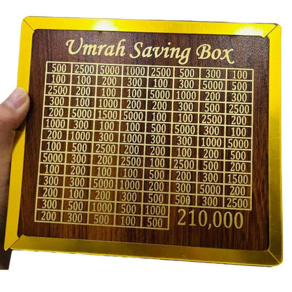 Umrah Saving Box – Premium Wooden | Save PKR 210,000 in 280 Days