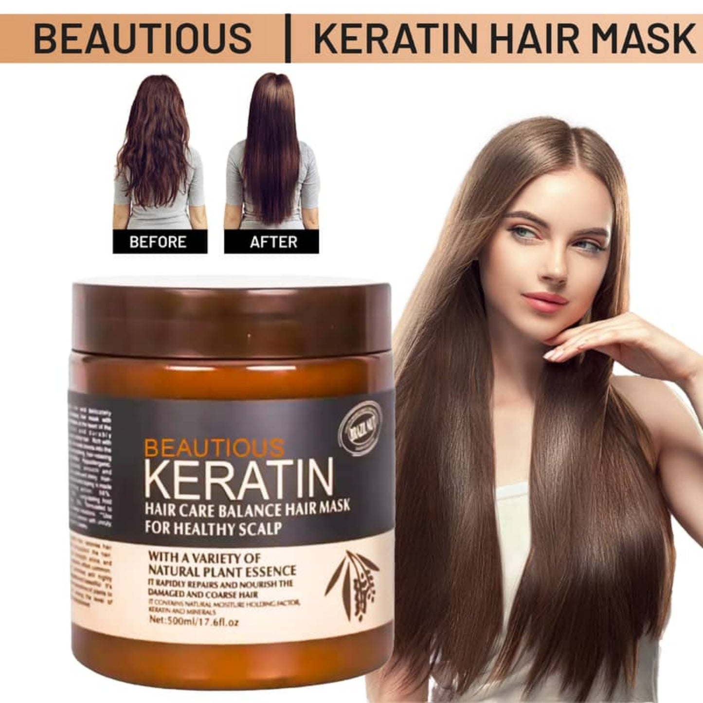 Brazil Nut Keratin Hair Mask 500ml | Nourishing, Strengthening & Smoothing Hair Treatment